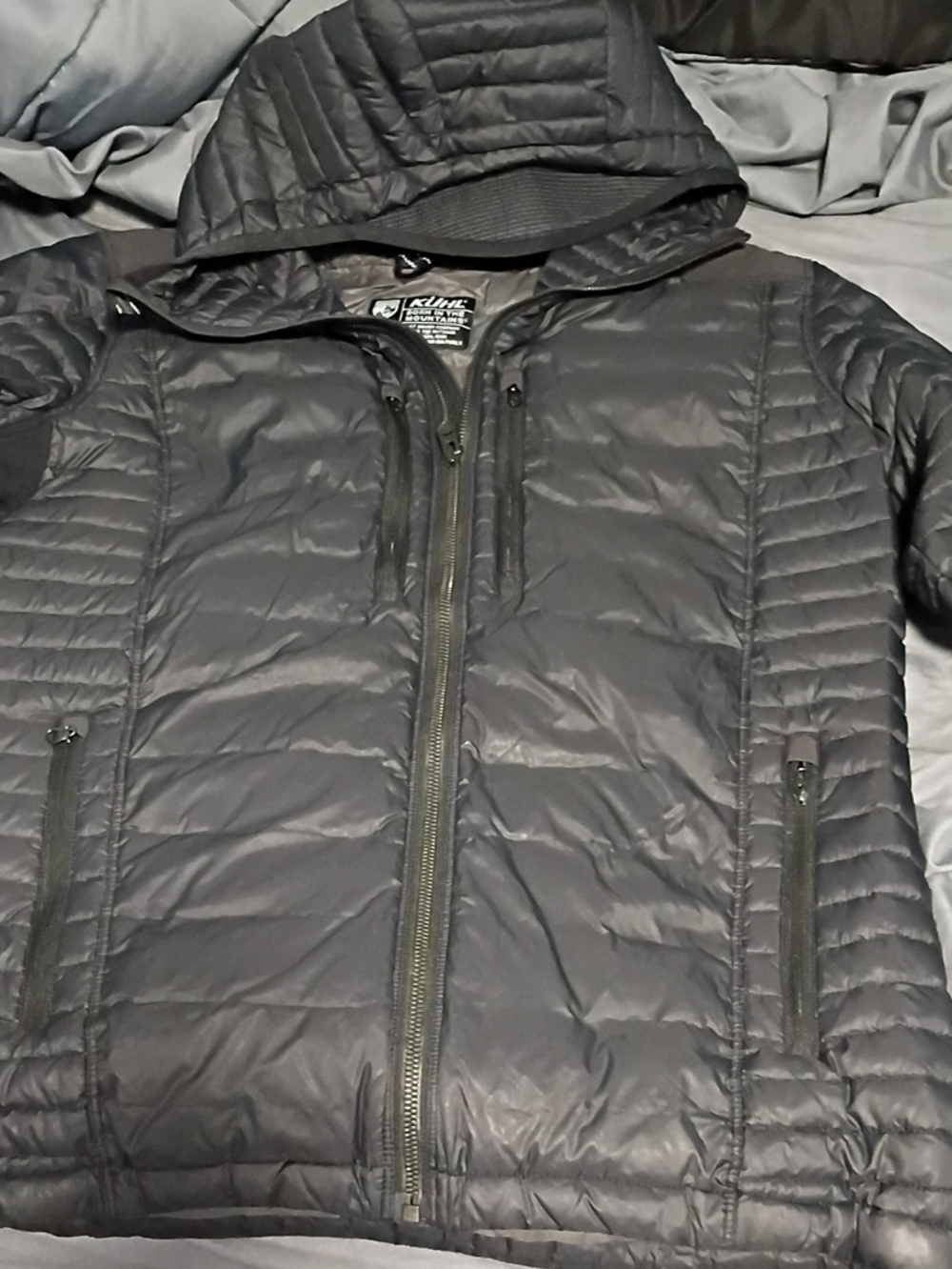 Kuhl Quilted Hooded Jacket — Charcoal/Black